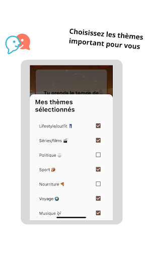 Choisissez les thèmes important pour vous